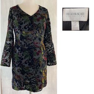 HUGO BUSCATI Jewel Tone Velvet Burnout Dress